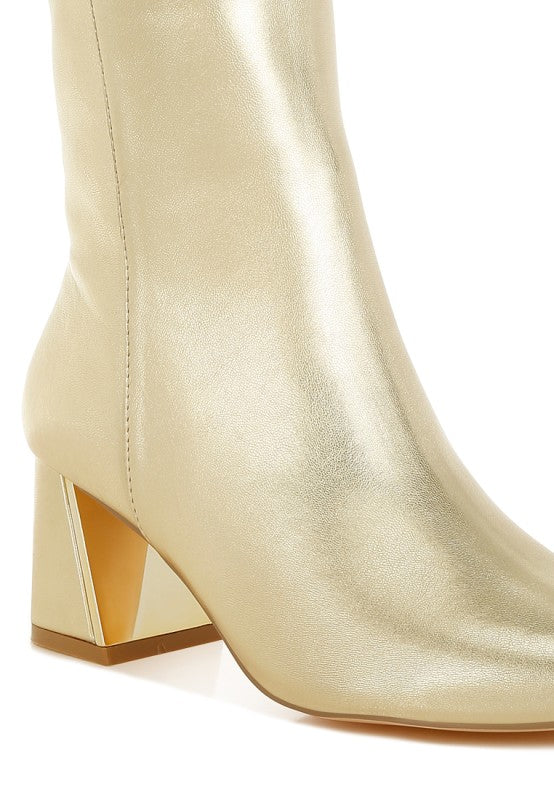 Rag Company metallic accent ankle boots with unique metallic heel and stylish design for trendy outfits