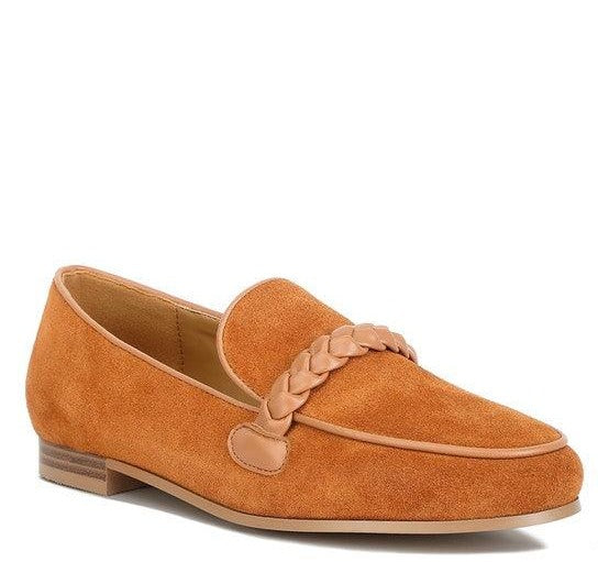 Women's Shoes - Flats Echo Suede Leather Braided Detail Loafers