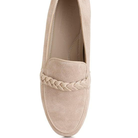 Women's Shoes - Flats Echo Suede Leather Braided Detail Loafers