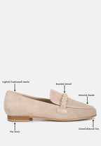 Echo Suede Leather Braided Detail Loafers