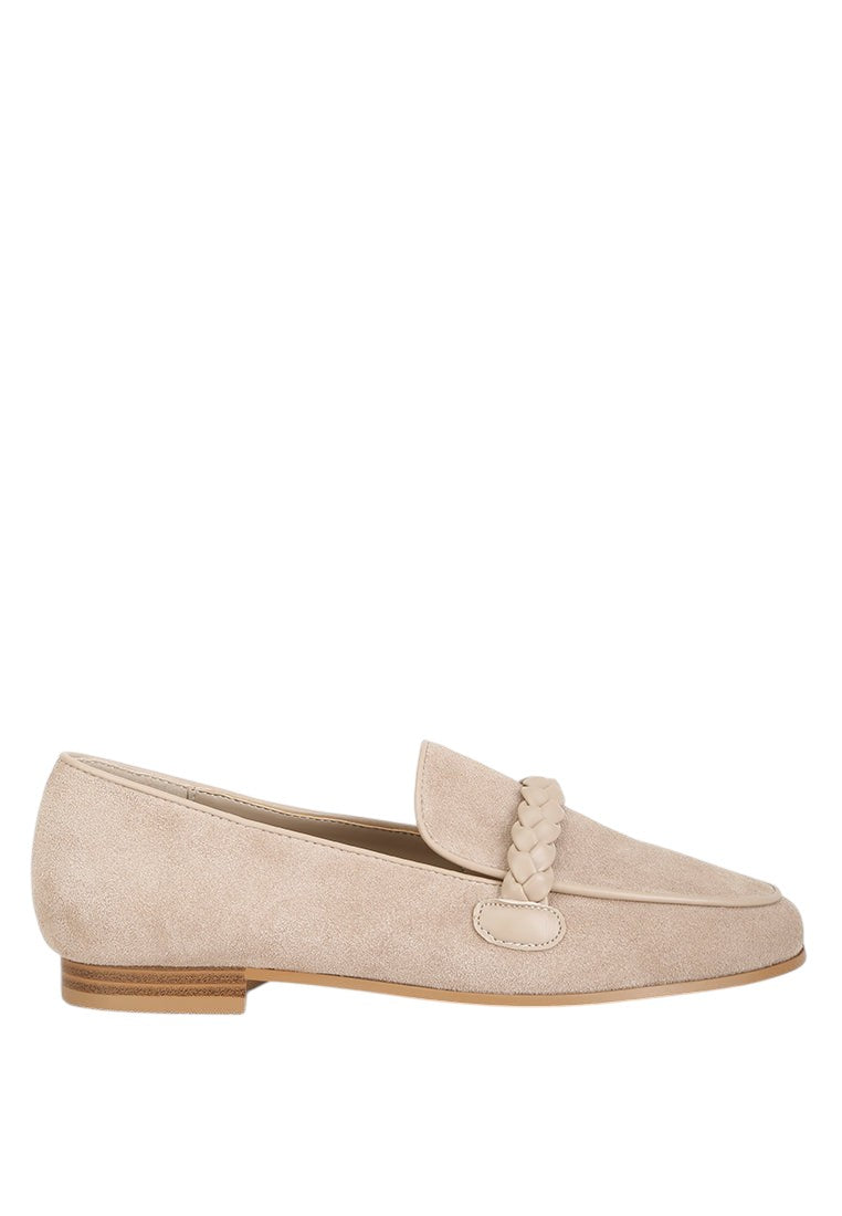 Echo Suede Leather Braided Detail Loafers