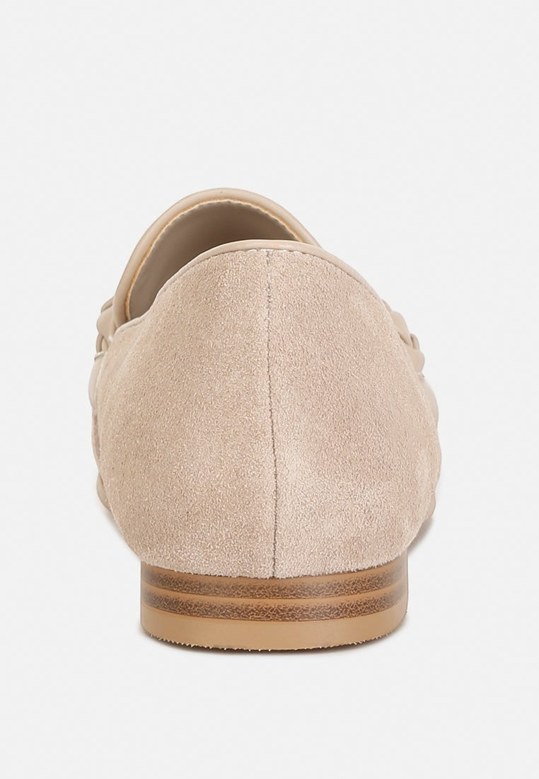 Echo Suede Leather Braided Detail Loafers