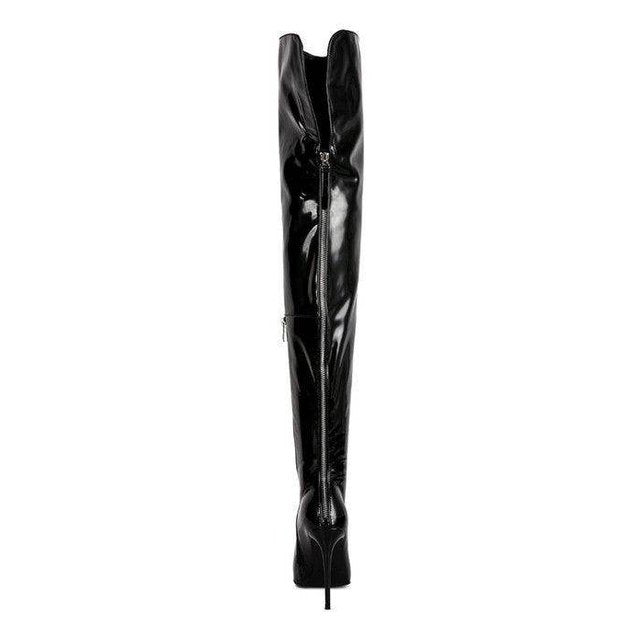 Eclectic Patent Pu Long Stiletto Boots - VacationGrabs