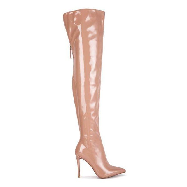 Eclectic Patent Pu Long Stiletto Boots - VacationGrabs