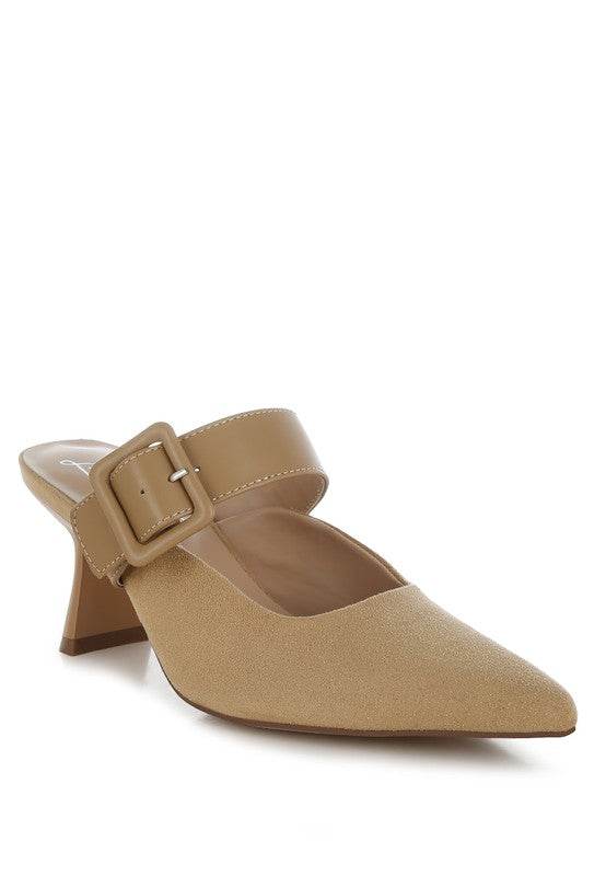 Onagra Microfiber Pointy Slip-On Mules - VacationGrabs
