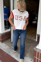 Sequin Star USA Patch Colorblock Trim T-Shirt