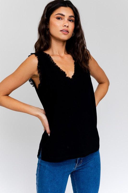 Women's Shirts Edgy Frayed Top
