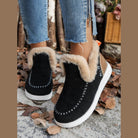 Furry Suede Round Toe Flat Sneakers - VacationGrabs