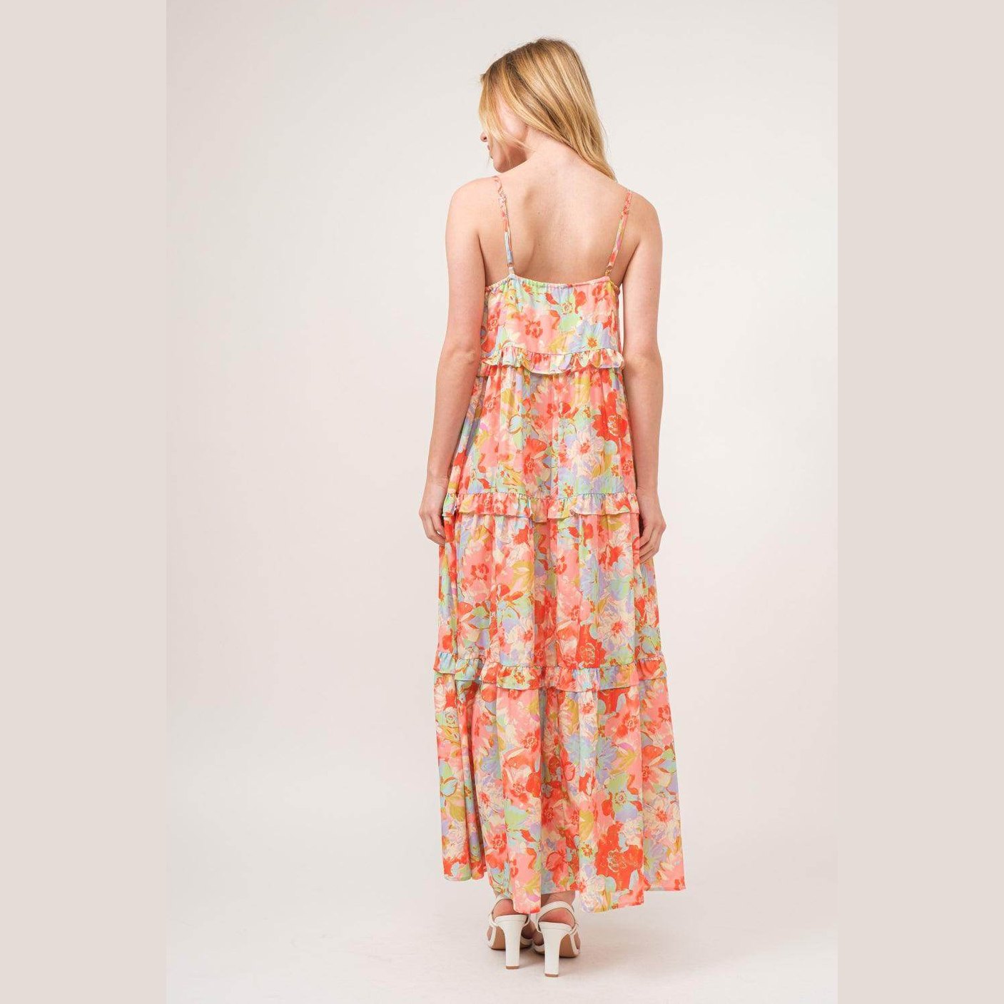 And The Why Floral Ruffled Tiered Maxi Cami Dress - VacationGrabs