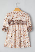 Boho Floral Half Placket Short Sleeve Blouse