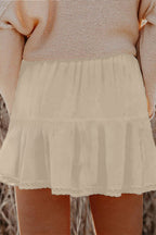 Plus Size Boho Frilled Elastic Waist Shorts