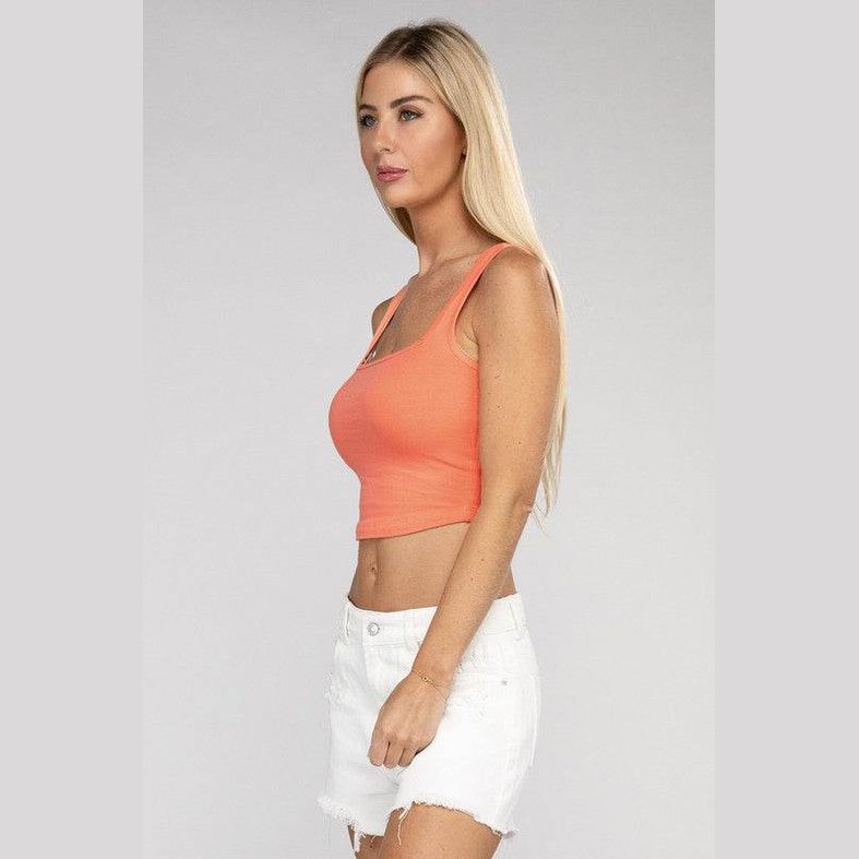 Cotton Square Neck Cropped Cami Top - VacationGrabs