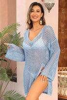 Crochet Side Split Beach Coverups Swimwear Dress - VacationGrabs