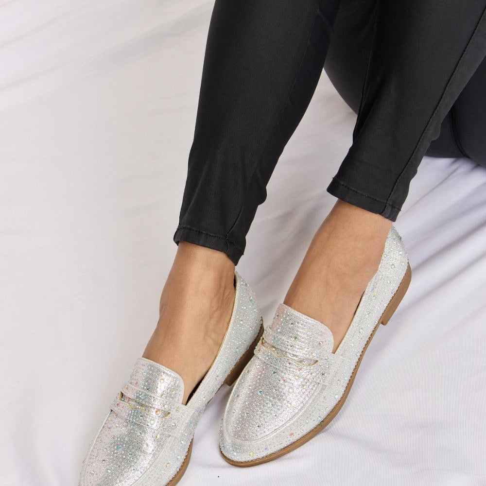Women's Shoes Forever Link Rhinestone Point Toe Loafers