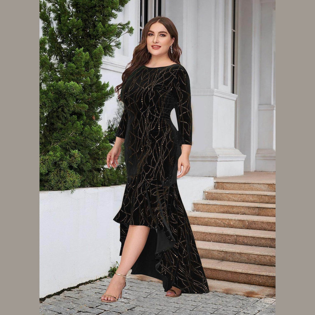 Plus Size Ruffle Hem High-Low Dress - VacationGrabs
