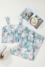 Tropical Palm Cropped Tank and Pants Set