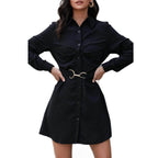 Belted Mini Shirt Dress - VacationGrabs