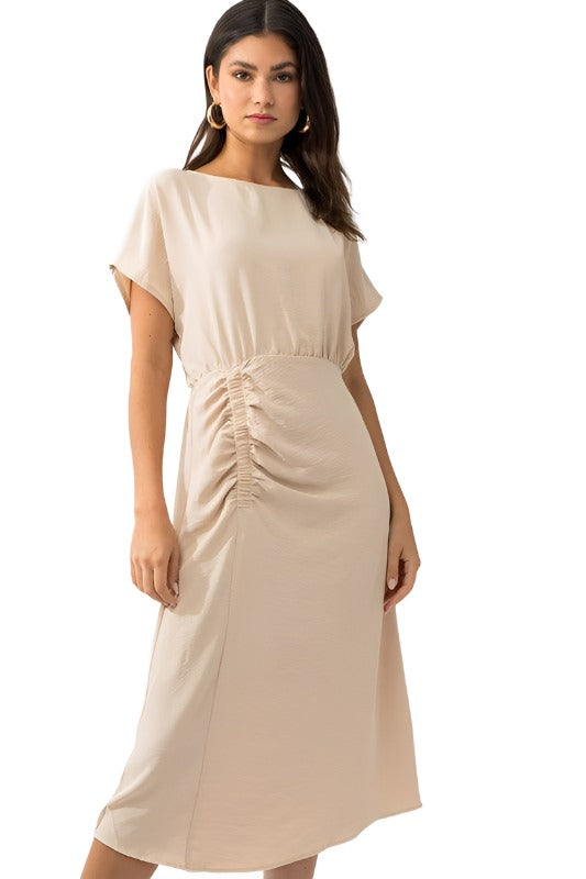 Women's Dresses Elastic Shirring Midi Dress