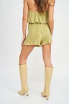 Emory Park Women's Olive Green Elastic Waistband Shorts with Ruffled Hem for a Stylish Look