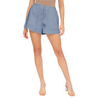 Emory Park Women's elastic waistband shorts in light green with a stylish pleated design