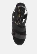 Elastic Straps Block Heel Sandals