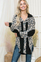 Orange Farm Clothing elbow patch shacket shirt in leopard print with button closure and relaxed fit