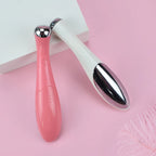 Electric eye massager for puffiness, pink and white design, soothing treatment