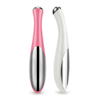 Electric eye massager for puffiness, sleek pink and white design