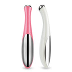 Electric eye massager for puffiness, sleek pink and white design