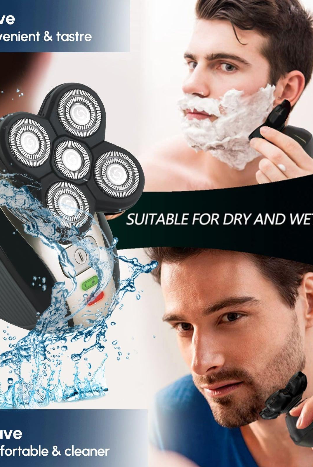 Men's Personal Care Electric Razor For Men 5-In-1 Wet & Dry Rechargeable Rotary...