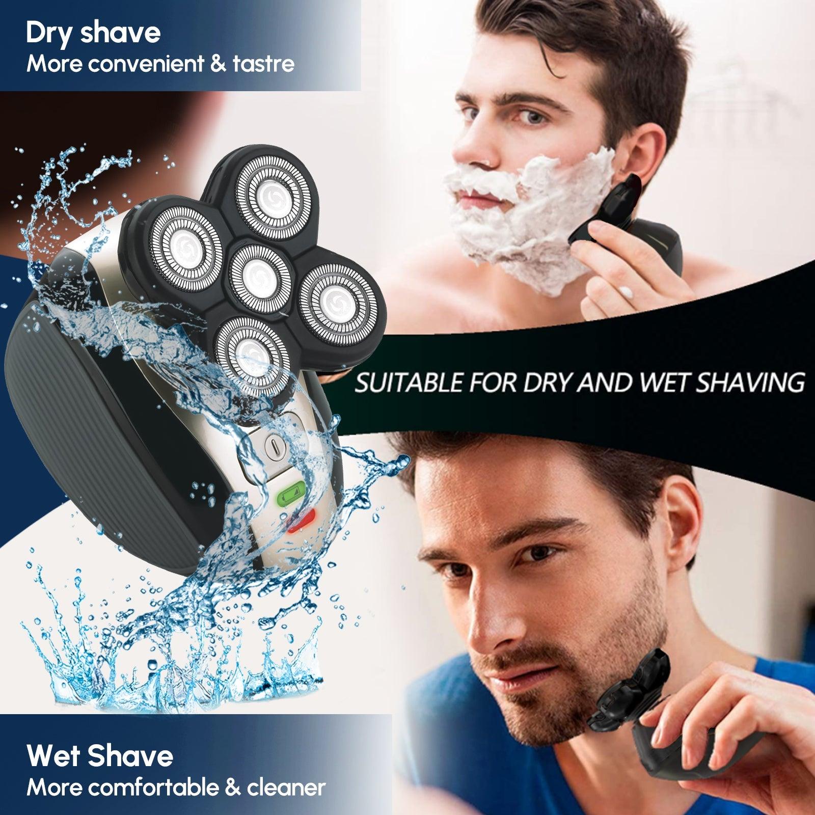 Men's Personal Care Electric Razor For Men 5-In-1 Wet & Dry Rechargeable Rotary...