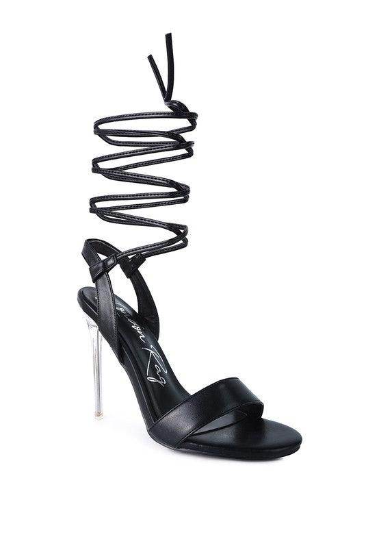 Rag Company elegant clear heel shoes with stylish ankle laces for a chic look