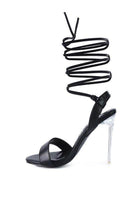 Rag Company elegant clear heel shoes with stylish lace-up design and sleek black straps