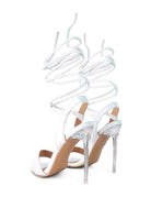 Rag Company elegant clear heel shoes with spiral lace design for stylish women