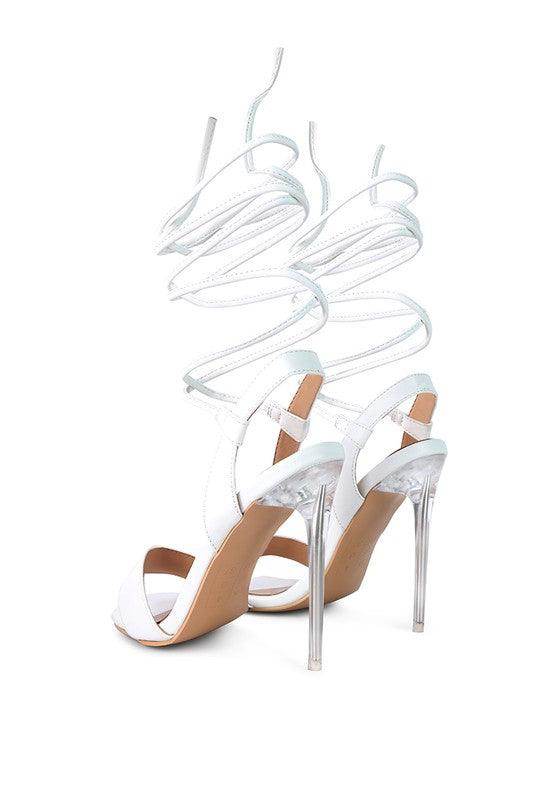 Rag Company elegant clear heel shoes with spiral lace design for stylish women