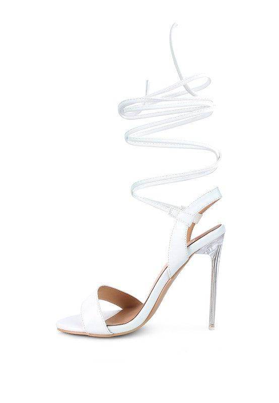 Rag Company elegant clear heel shoes with stylish ankle straps and open toe design