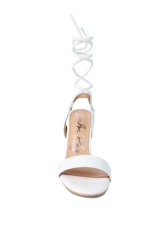 Rag Company elegant clear heel shoes with white straps and stylish lace-up design for a chic look
