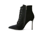 Rag Company elegant high heeled boots in black with lace-up design and zipper closure