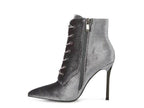 Rag Company elegant high heeled boots with a sleek gray design and stylish lace and zipper details