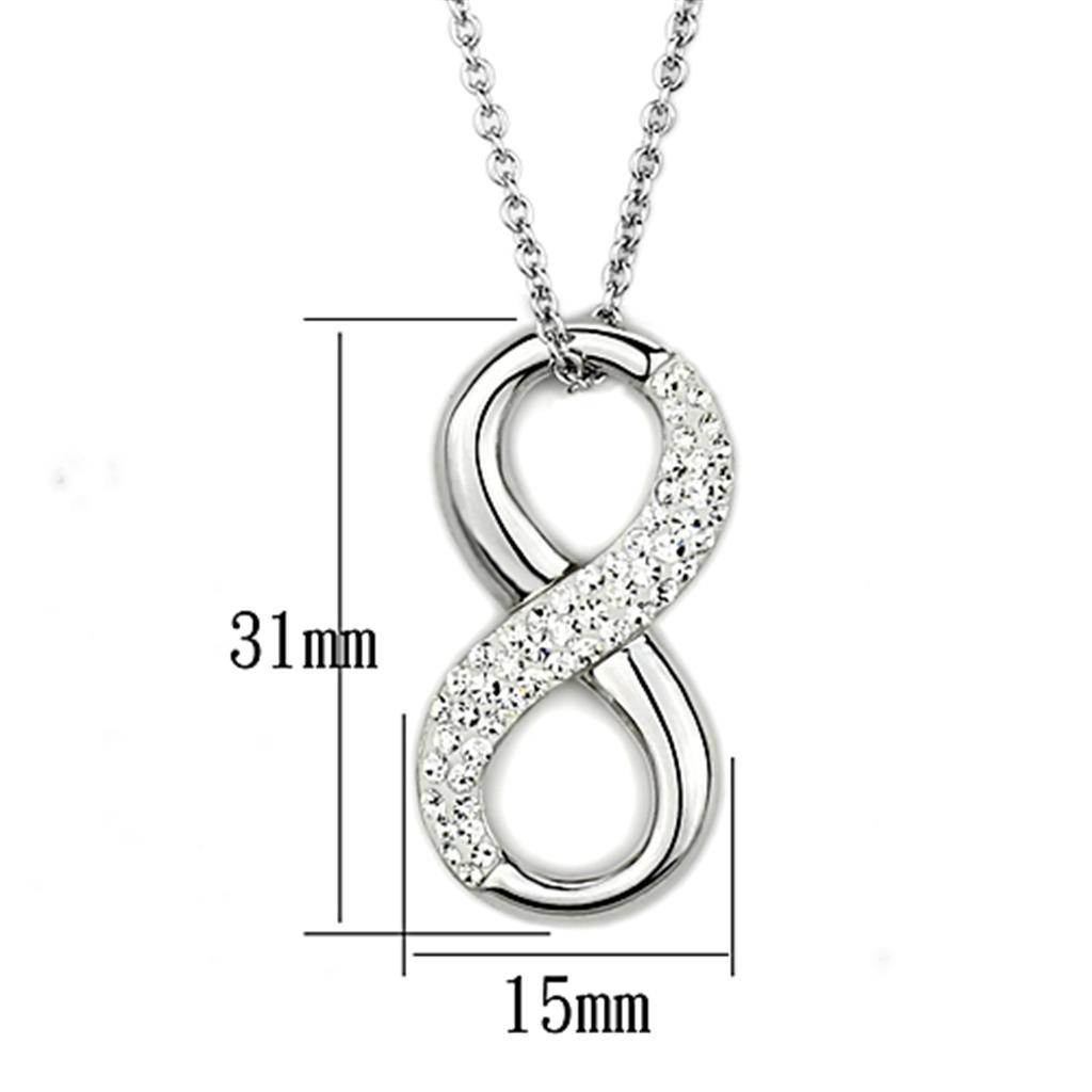 Elegant necklace with infinity design featuring sparkling crystals, perfect elegant jewelry for vacation outfits