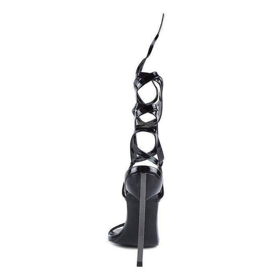 Rag Company elegant lace up heels in black with a sleek stiletto heel and stylish design
