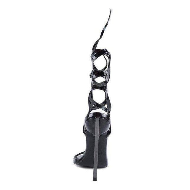 Rag Company elegant lace up heels in black with a sleek stiletto heel and stylish design