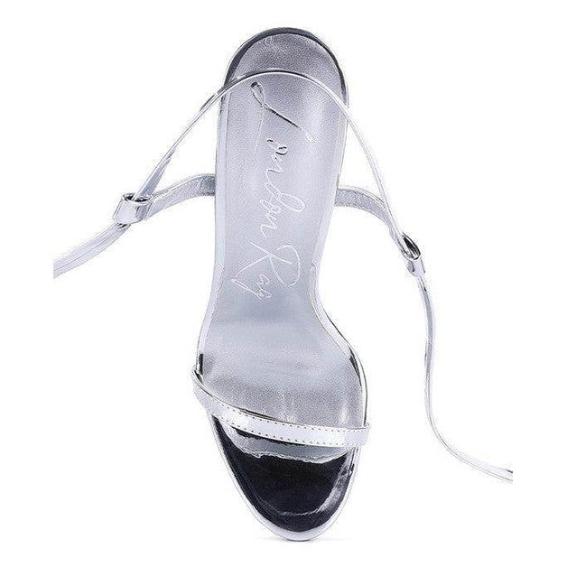 Rag Company elegant lace up heels in silver with a stylish strappy design for formal occasions