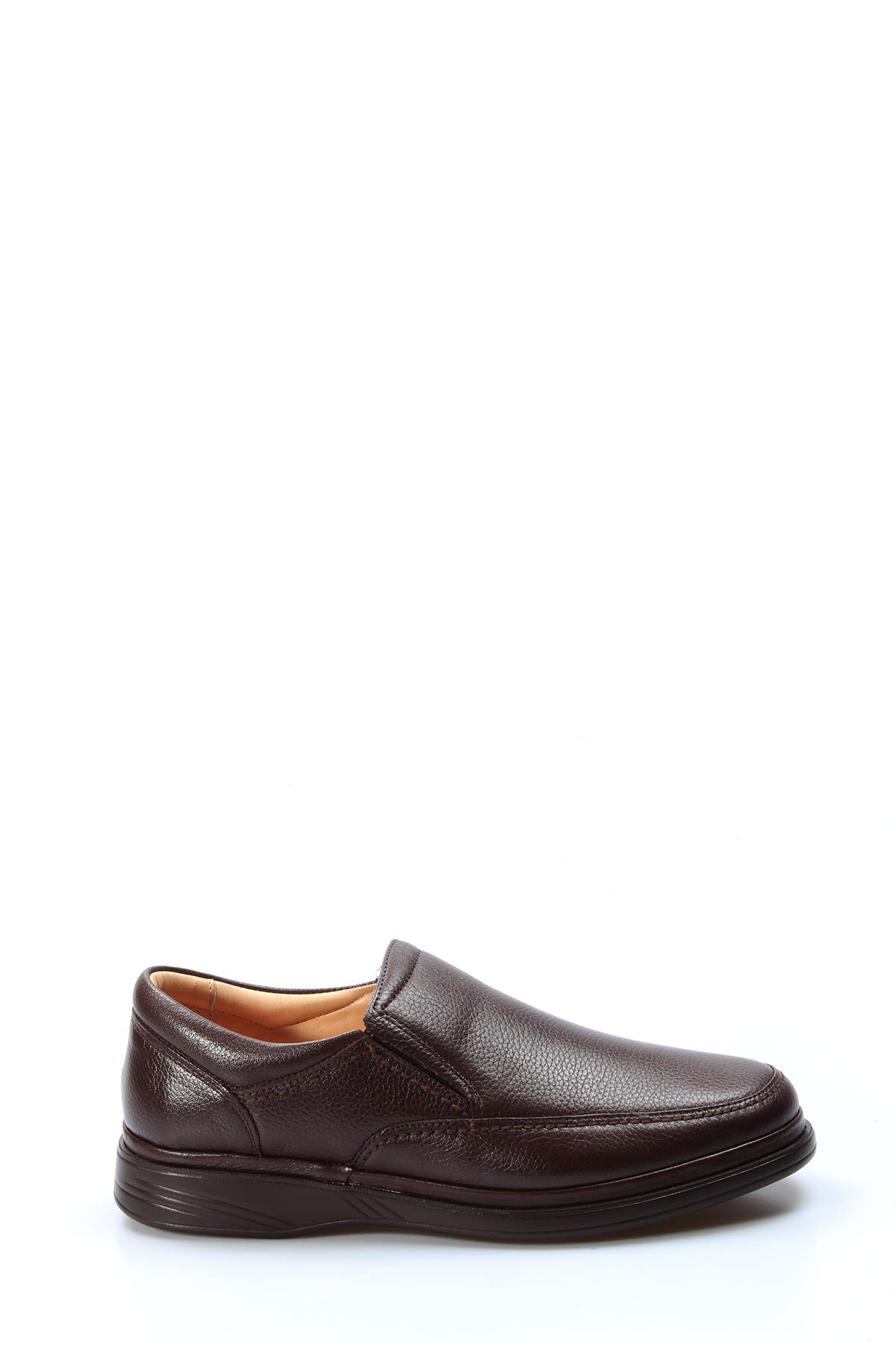 Elegant Men's Brown Leather Slip-On Loafers – detail view