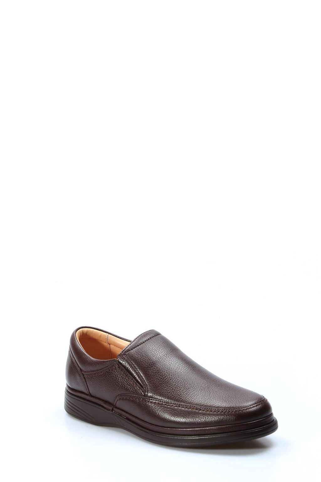 Elegant Men's Brown Leather Slip-On Loafers – styled view