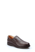 Elegant Men's Brown Leather Slip-On Loafers – styled view