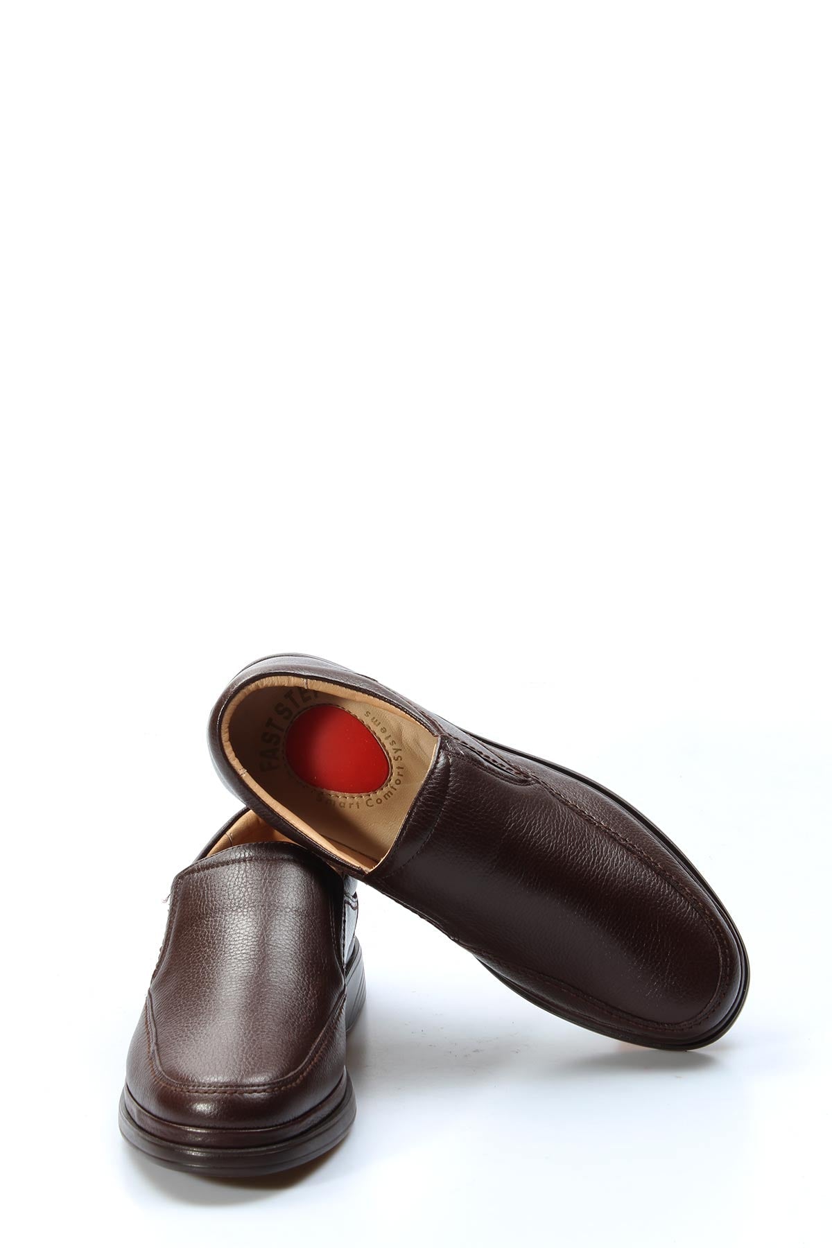 Elegant Men's Brown Leather Slip-On Loafers – close up view