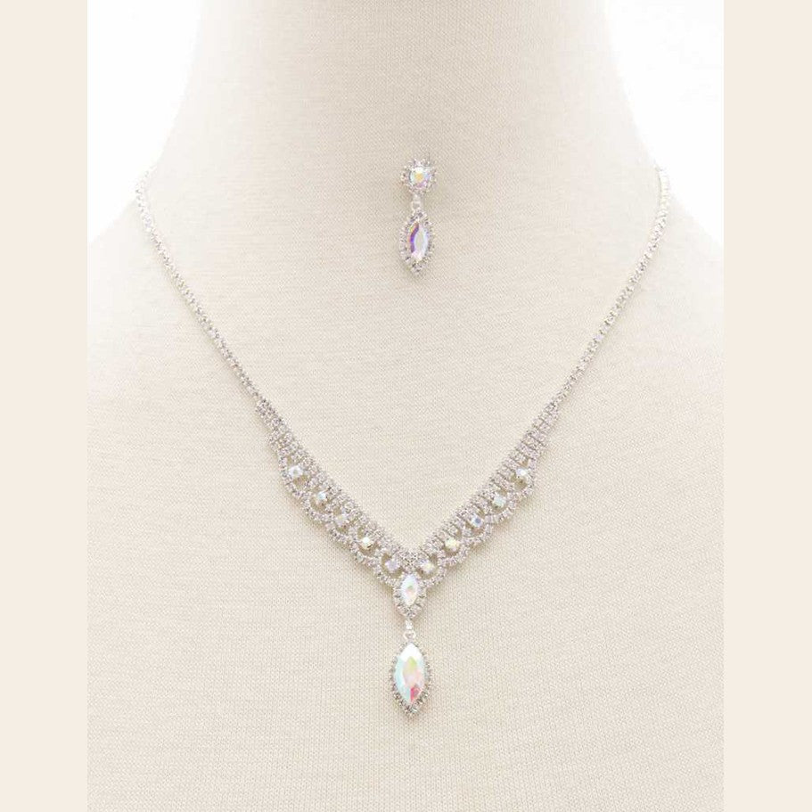Elegant rhinestone necklace for women with matching earrings, perfect for special occasions