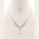 Elegant rhinestone necklace for women with matching earrings in shimmering silver design