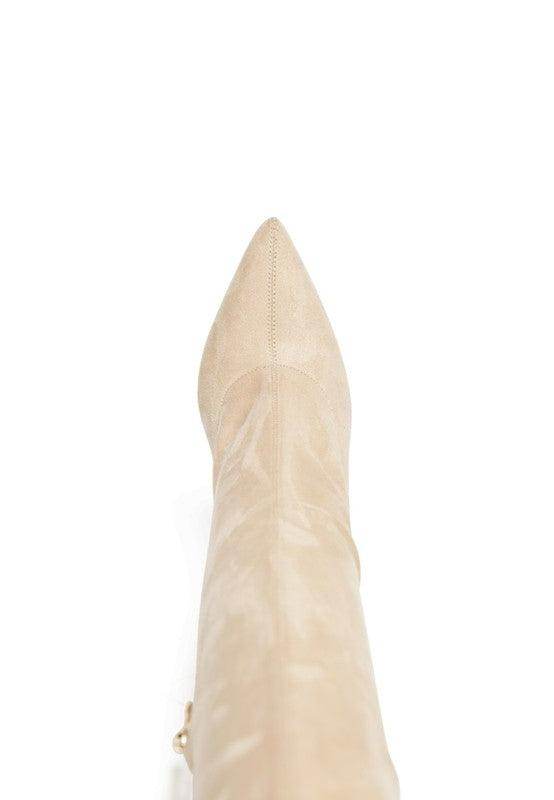 Rag Company elegant stiletto boots for women in beige with a pointed toe design